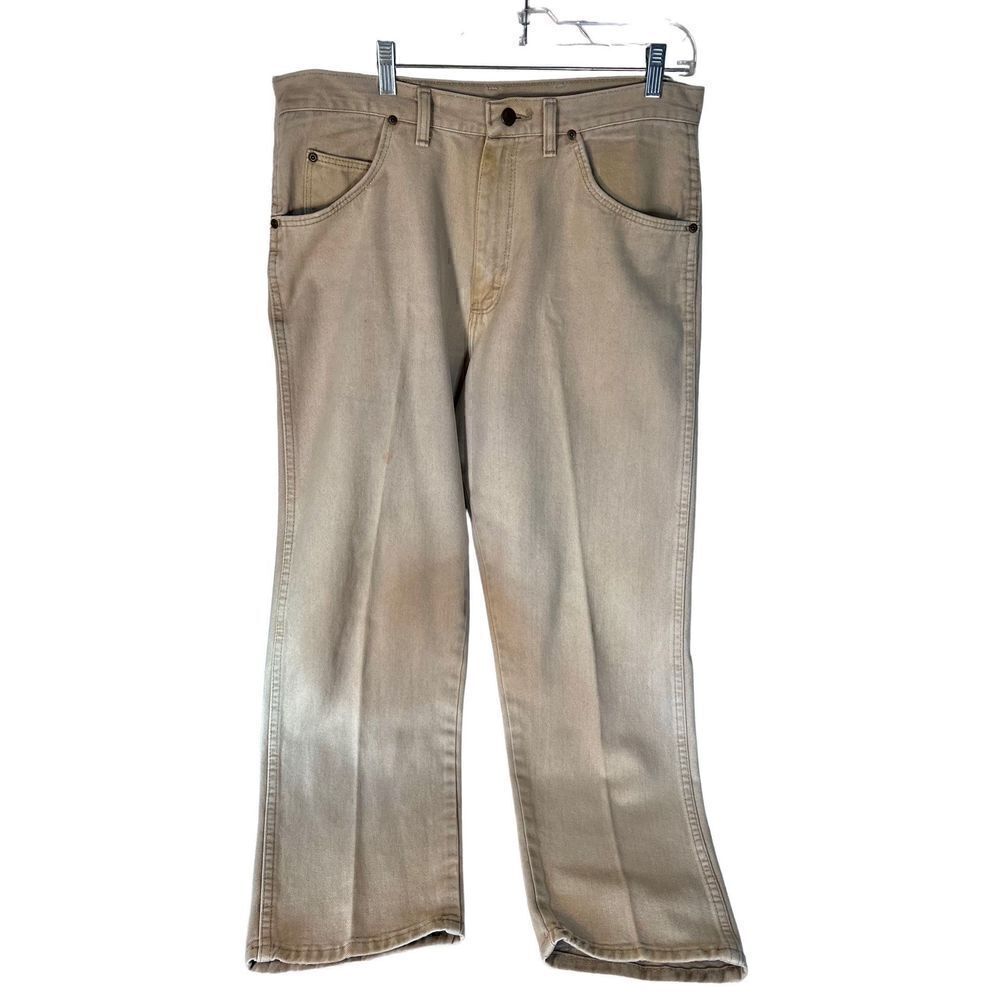 VTG Wrangler Premium Quality 36x30 Men’s Tan Denim Jeans Straight USA